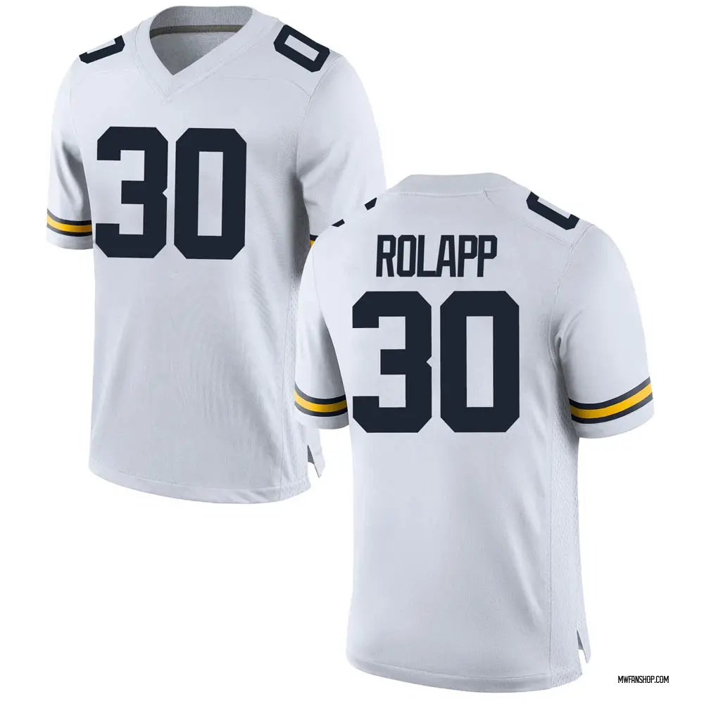 Men's Replica Will Rolapp Michigan Wolverines Brand Jordan Football College Jersey - White