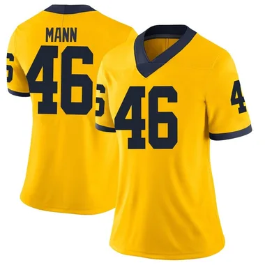 Women's Limited Brandon Mann Michigan Wolverines Brand Jordan Maize Football College Jersey