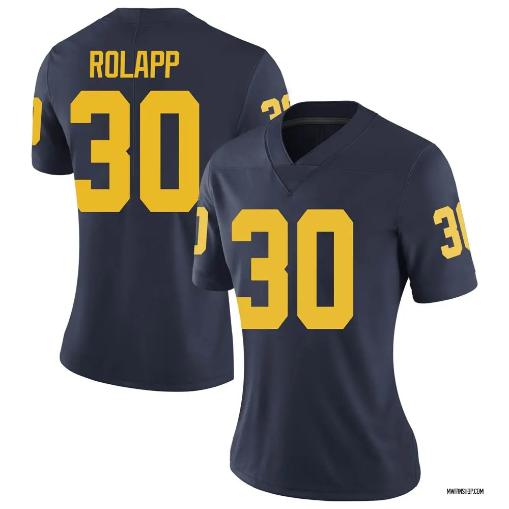 Women's Limited Will Rolapp Michigan Wolverines Brand Jordan Football College Jersey - Navy