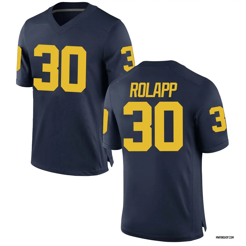 Youth Replica Will Rolapp Michigan Wolverines Brand Jordan Football College Jersey - Navy